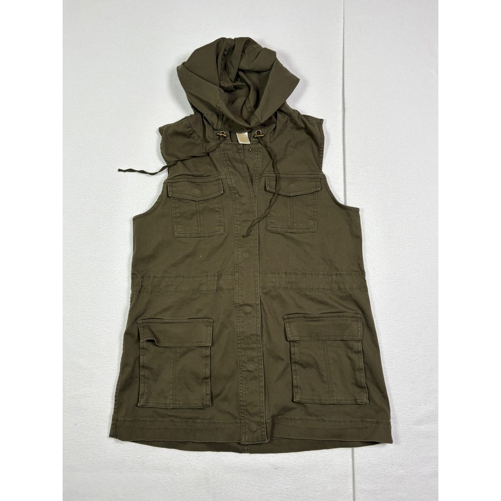 Matty M Womens Olive Green Hooded Utility Vest Medium